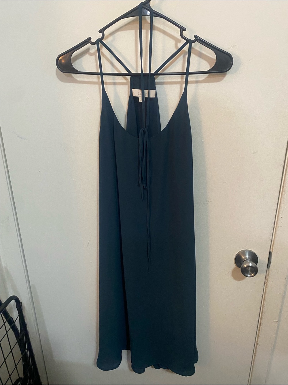 LOFT Teal Slip Mini Dress with Waist Tie